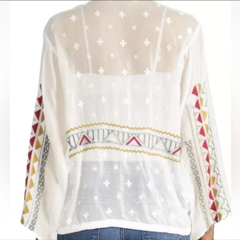 JOHNNY WAS EZRA HEAVILY EMBROIDERED BLOUSE TUNIC NWT - Picture 3 of 13